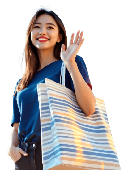 people with goodie bag